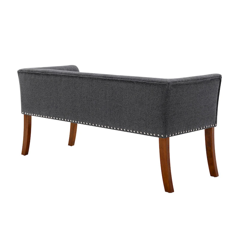 Banc rembourré en tissu avec pieds en hévéa