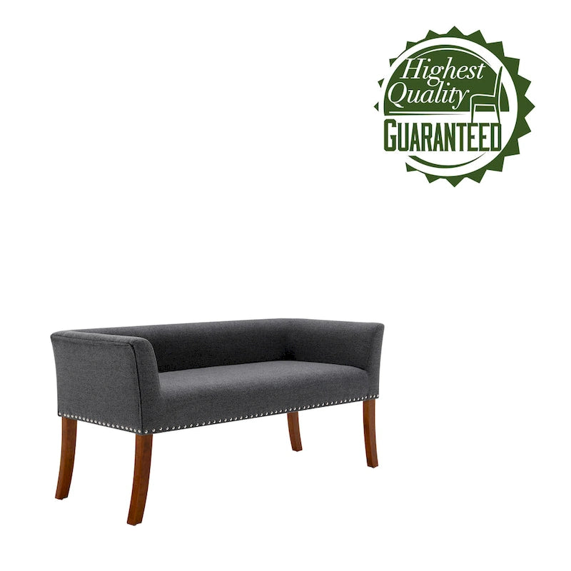 Banc rembourré en tissu avec pieds en hévéa