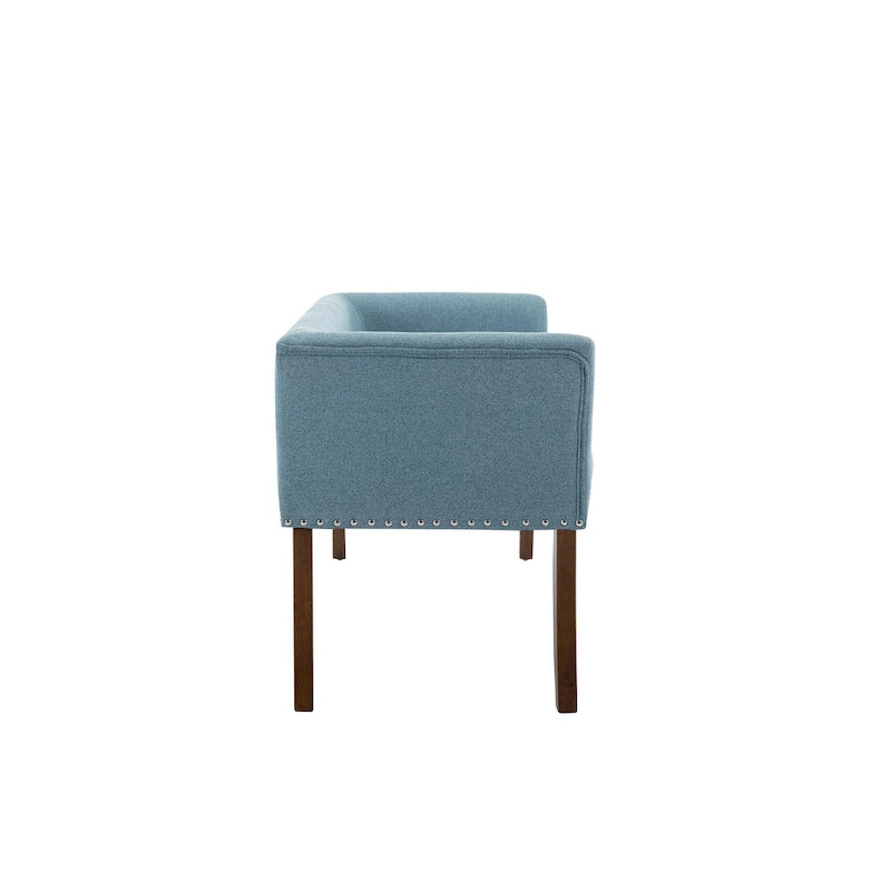Banc rembourré en tissu avec pieds en hévéa