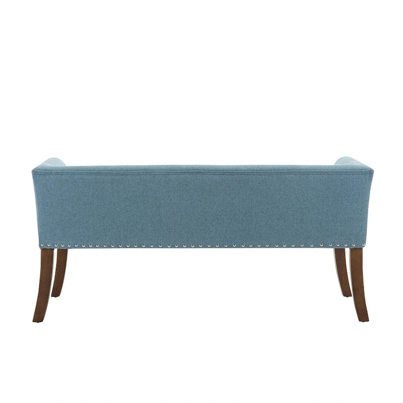 Banc rembourré en tissu avec pieds en hévéa