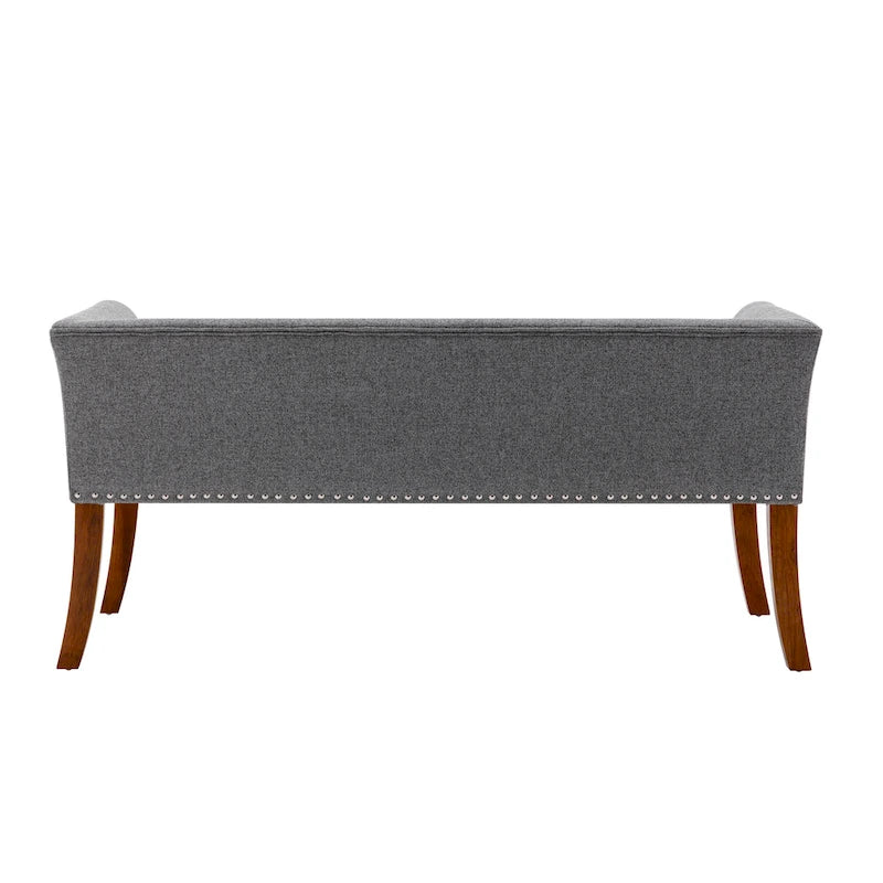 Banc rembourré en tissu avec pieds en hévéa
