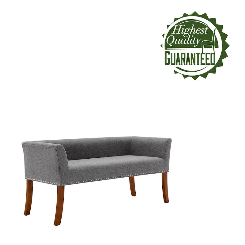 Banc rembourré en tissu avec pieds en hévéa