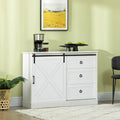 Meuble de café de style ferme, buffet de cuisine, buffet avec porte coulissante de style grange et 3 tiroirs de rangement, gris foncé