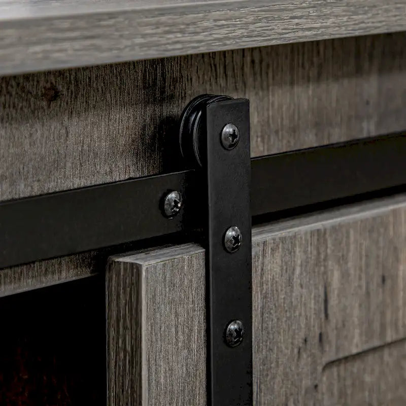 Meuble de café de style ferme, buffet de cuisine, buffet avec porte coulissante de style grange et 3 tiroirs de rangement, gris foncé