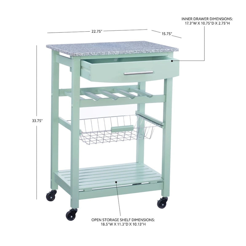 Jake Compact Mobile Rolling Kitchen Cart