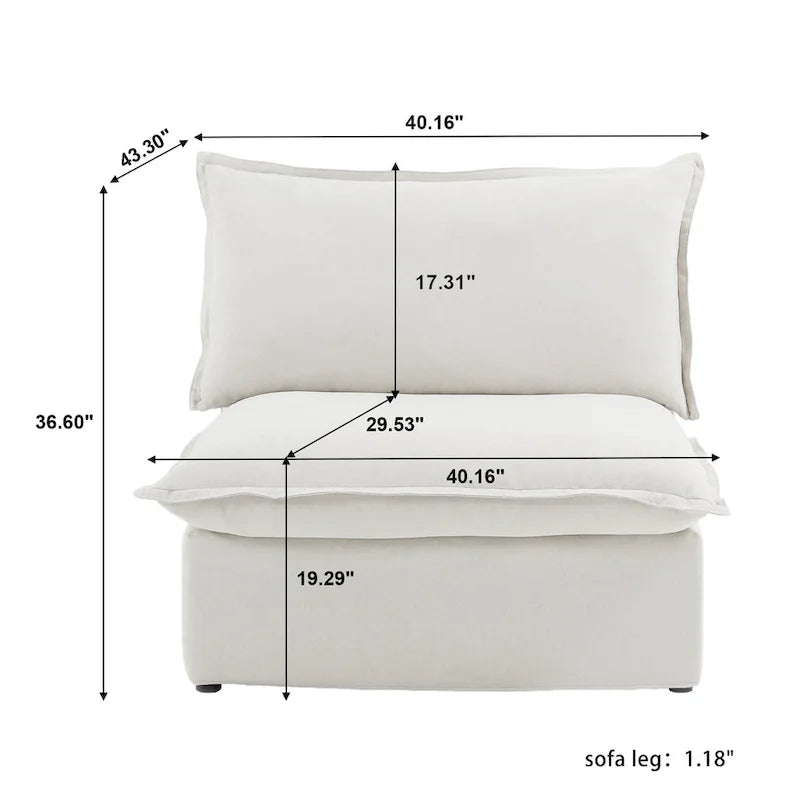 L-Shaped Linen Sectional Sofa Modern Comfortable Sofa