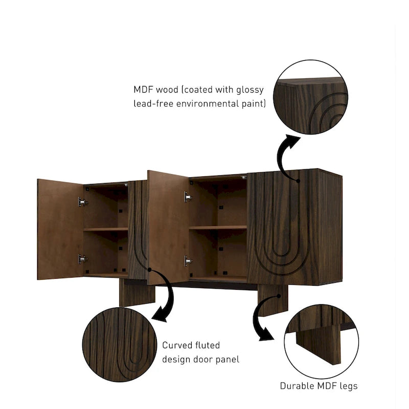 Meuble de rangement d'appoint moderne avec 4 portes