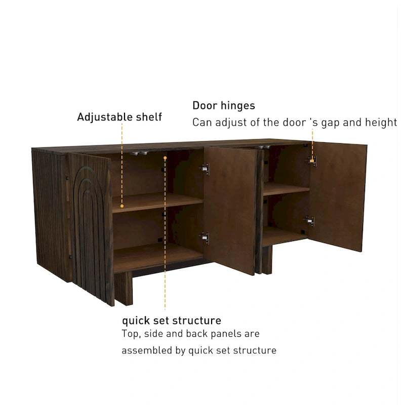 Meuble de rangement d'appoint moderne avec 4 portes