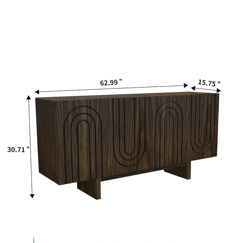 Meuble de rangement d'appoint moderne avec 4 portes