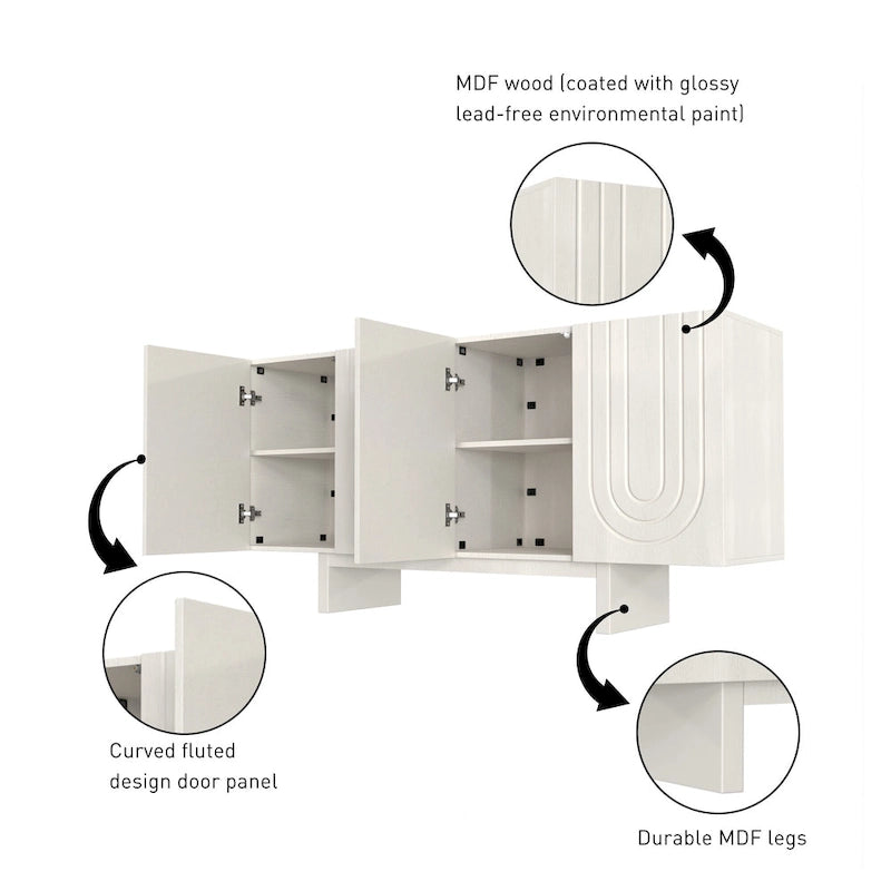 Meuble de rangement d'appoint moderne avec 4 portes