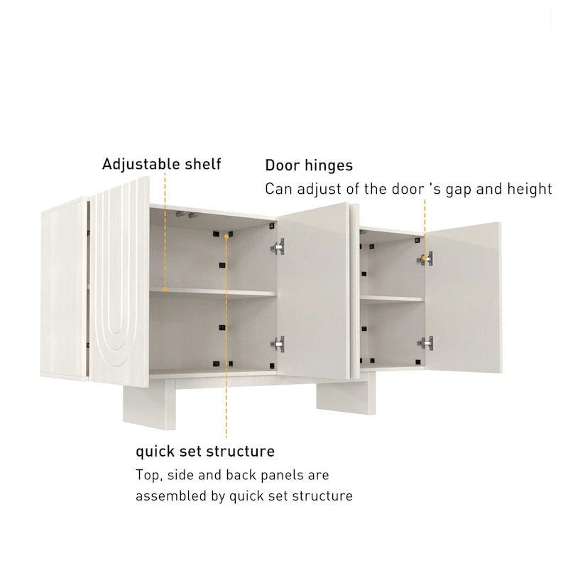 Meuble de rangement d'appoint moderne avec 4 portes