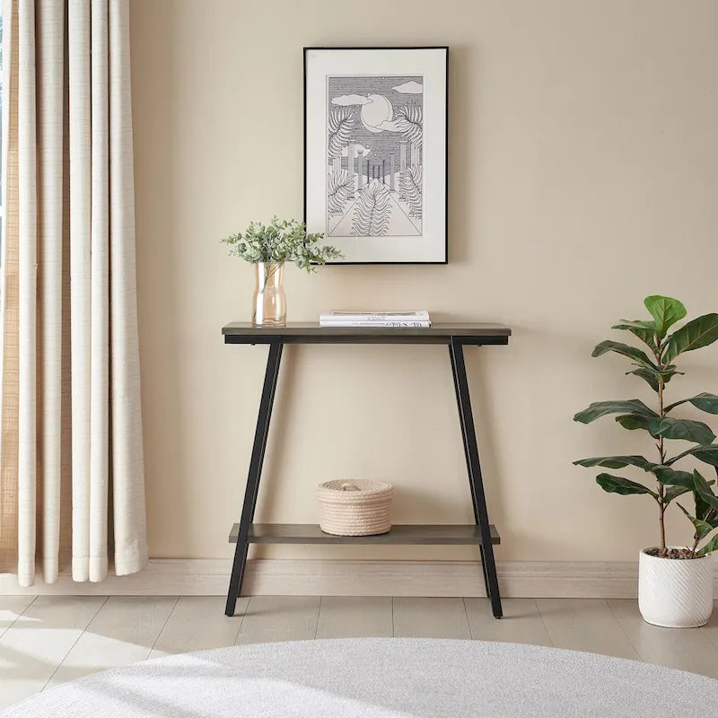 Leick Home Mixed Metal and Wood Hall Console Sofa Table