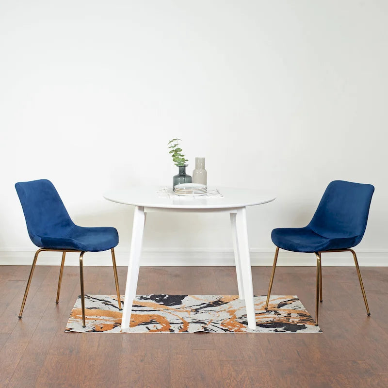 Roundhill Furniture Aufurr Contemporary 3-Piece Dining Set, White Round Table and 2 Chairs