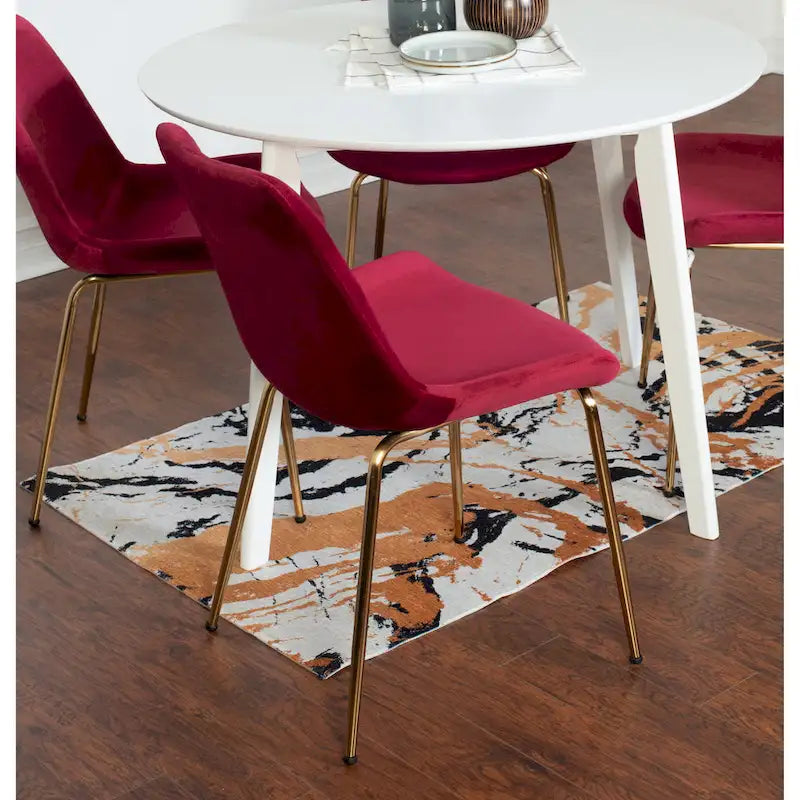 Roundhill Furniture Aufurr Contemporary 3-Piece Dining Set, White Round Table and 2 Chairs