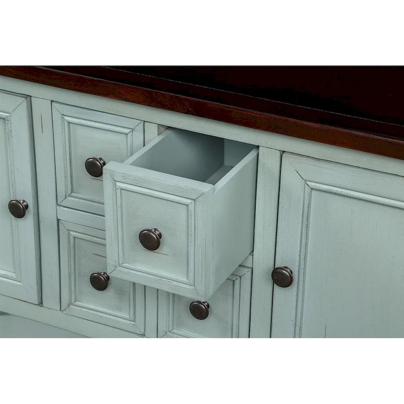 Retro Style Buffet Sideboard Wood Console Table with Bottom Shelf, Easy Assemble, for Living Room, Kitchen, Entryway