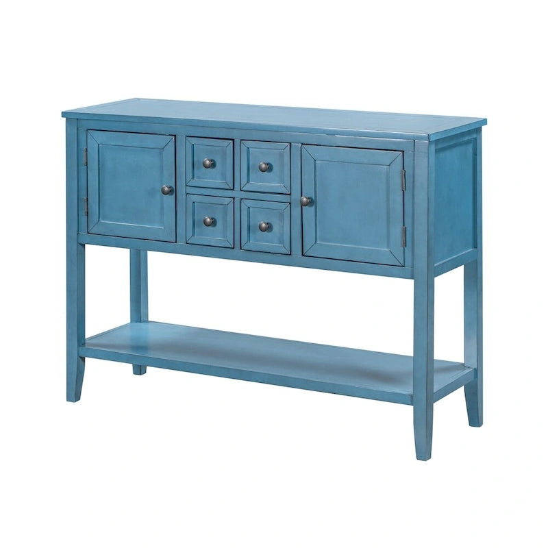 Retro Style Buffet Sideboard Wood Console Table with Bottom Shelf, Easy Assemble, for Living Room, Kitchen, Entryway