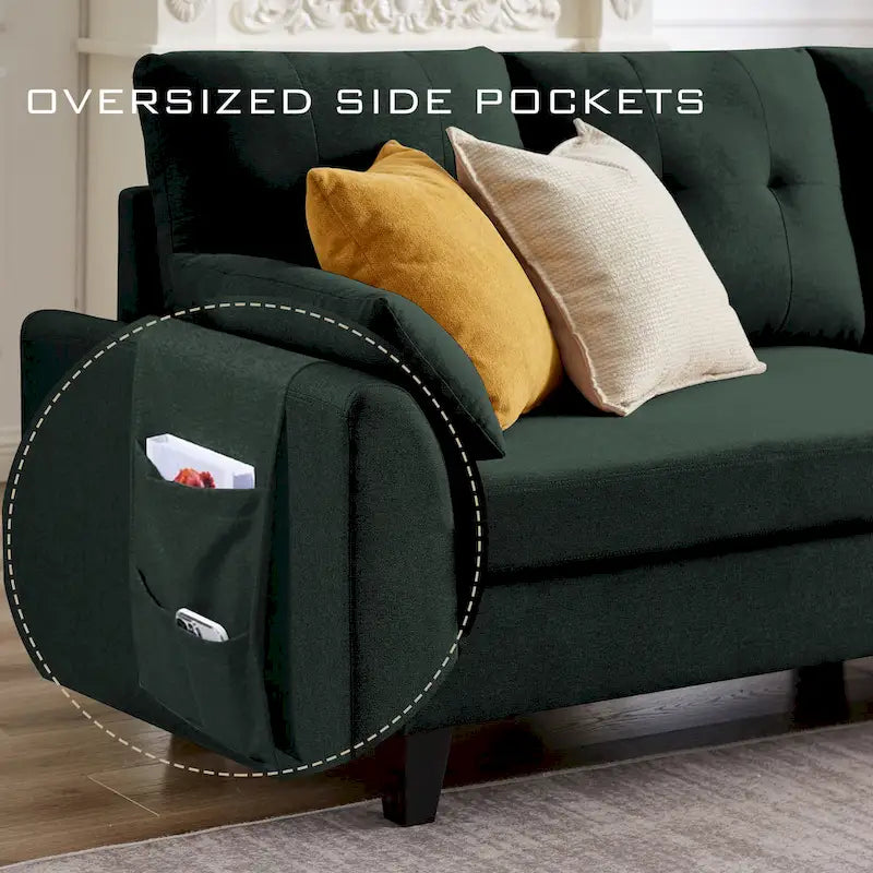 Modular Sectional Sofa Couch L Shaped With Storage Ottoman and Side Bags For Living Room