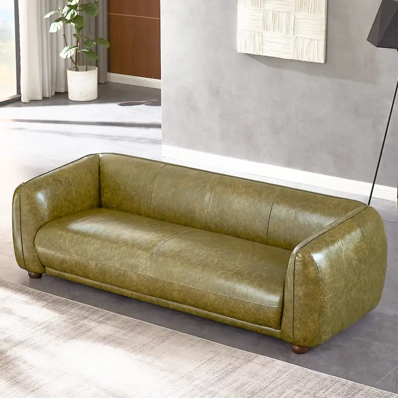 Mayla Mid Century Modern Luxury Italian Leather Couch