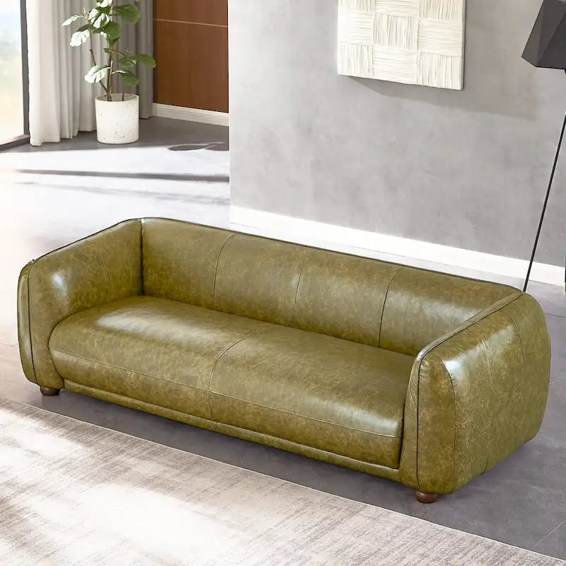 Mayla Mid Century Modern Luxury Italian Leather Couch