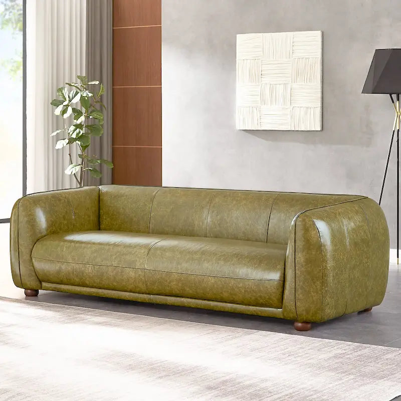Mayla Mid Century Modern Luxury Italian Leather Couch