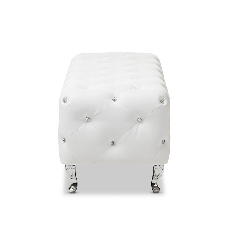 Silver Orchid Heston Crystal Tufted Modern Bench