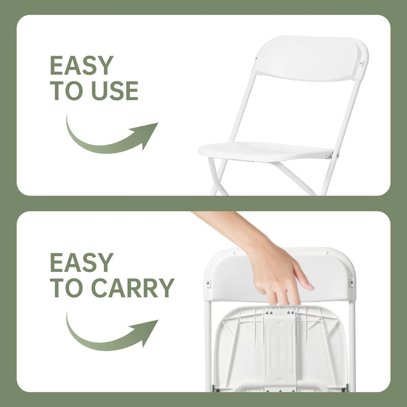 Ukuowu 10 Pack Plastic Folding Chair 350lb. Capacity for Events Office Wedding Party Picnic Kitchen Dining
