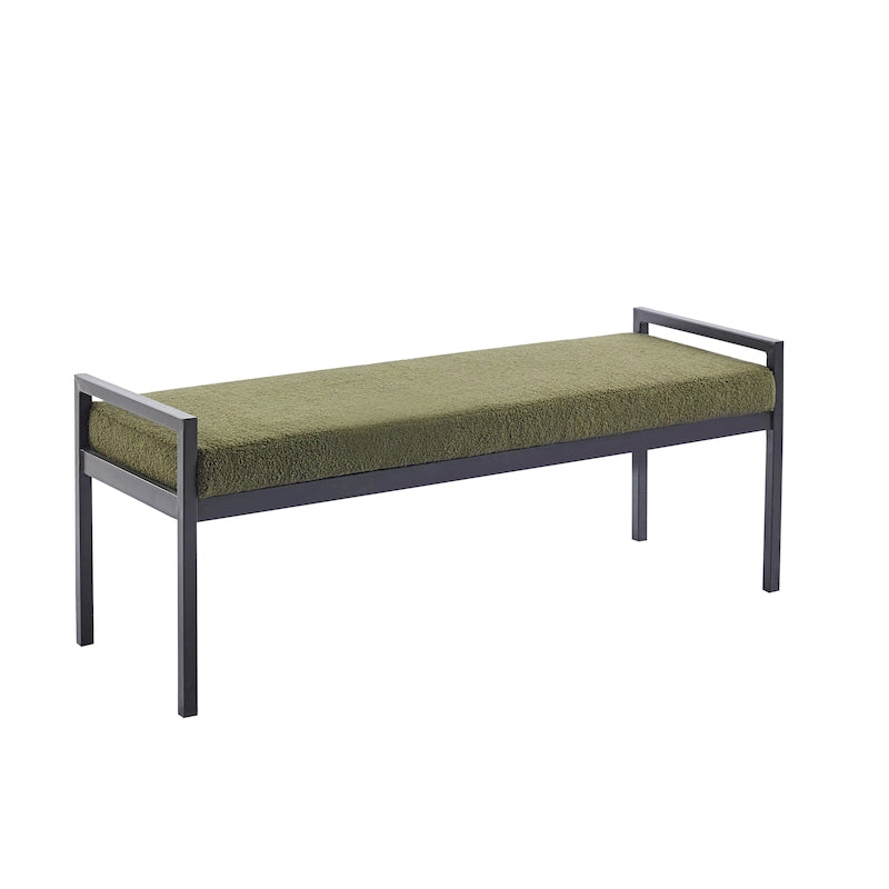 Porthos Home Rue Teddy Fabric Upholstered Bench with Steel Legs
