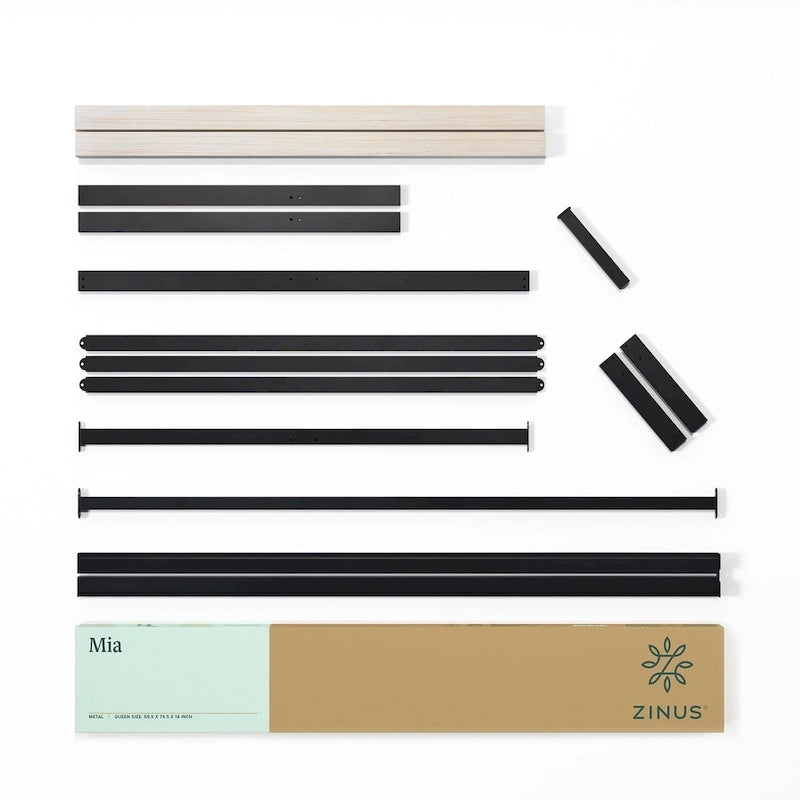 Priage by ZINUS Black Metal Platform Bed Frame with Headboard