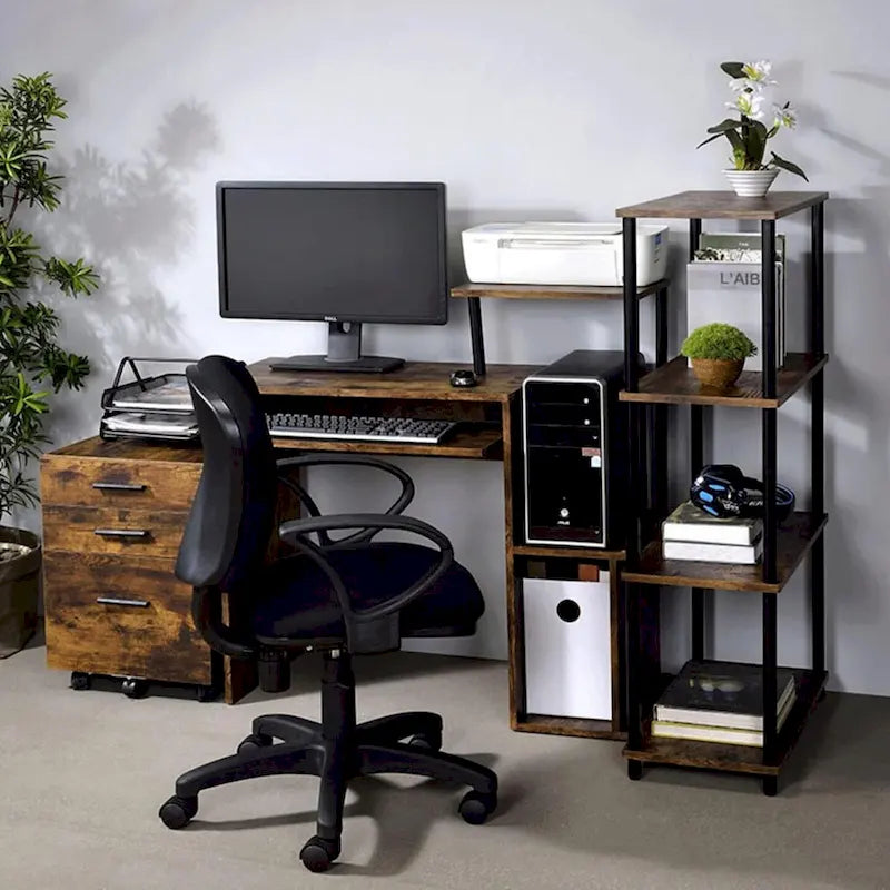 Wooden Computer Desk with Keyboard Tray