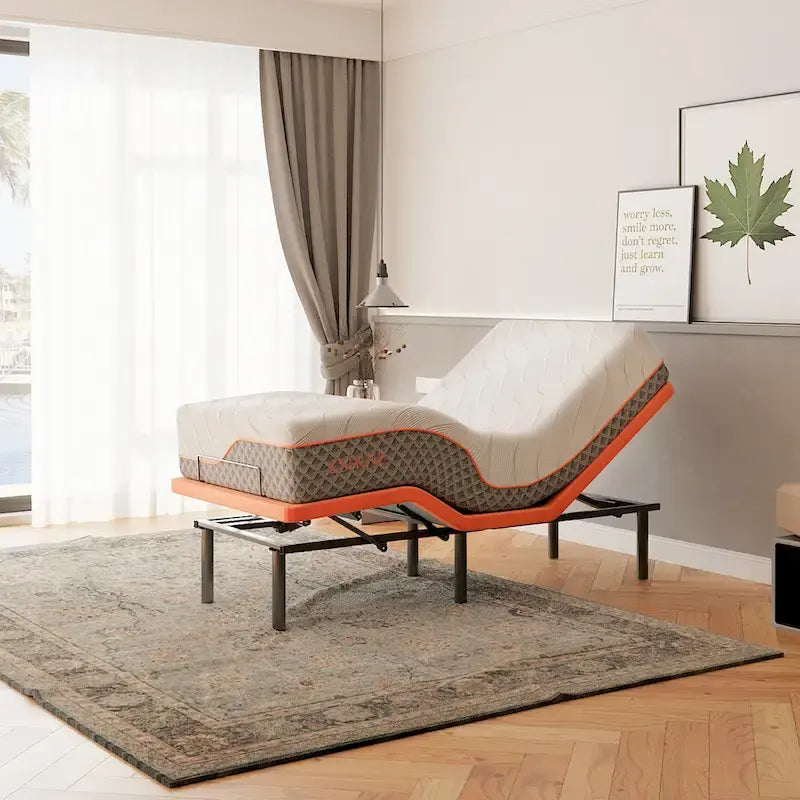 ESHINE Adjustable Bed Frame - 12 inch Hybrid Memory Foam Mattress 3000 Series