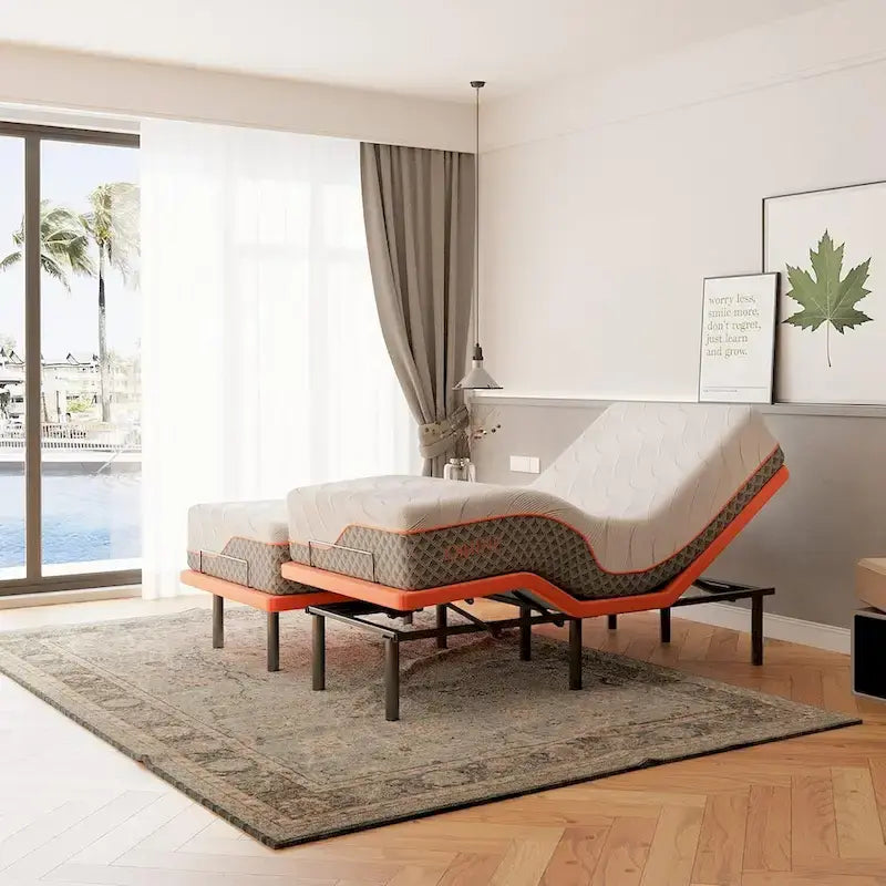 ESHINE Adjustable Bed Frame - 12 inch Hybrid Memory Foam Mattress 3000 Series