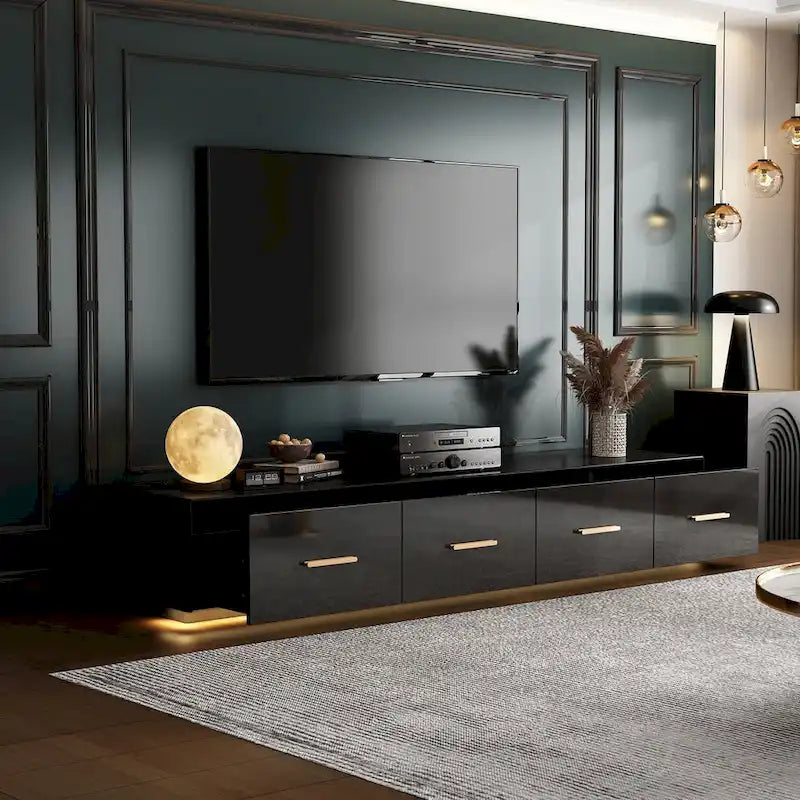 70.9 Wall-Mounted Media Console Chic Storage Solution Home Theaters