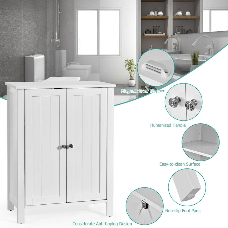 Meuble bas de salle de bain en bois, meuble de rangement sur pied