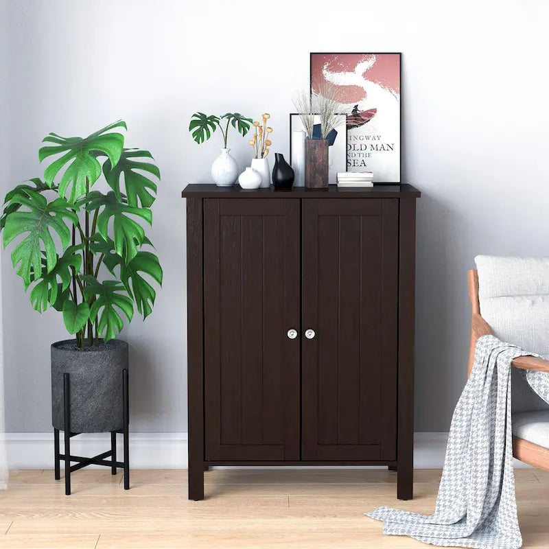 Meuble bas de salle de bain en bois, meuble de rangement sur pied