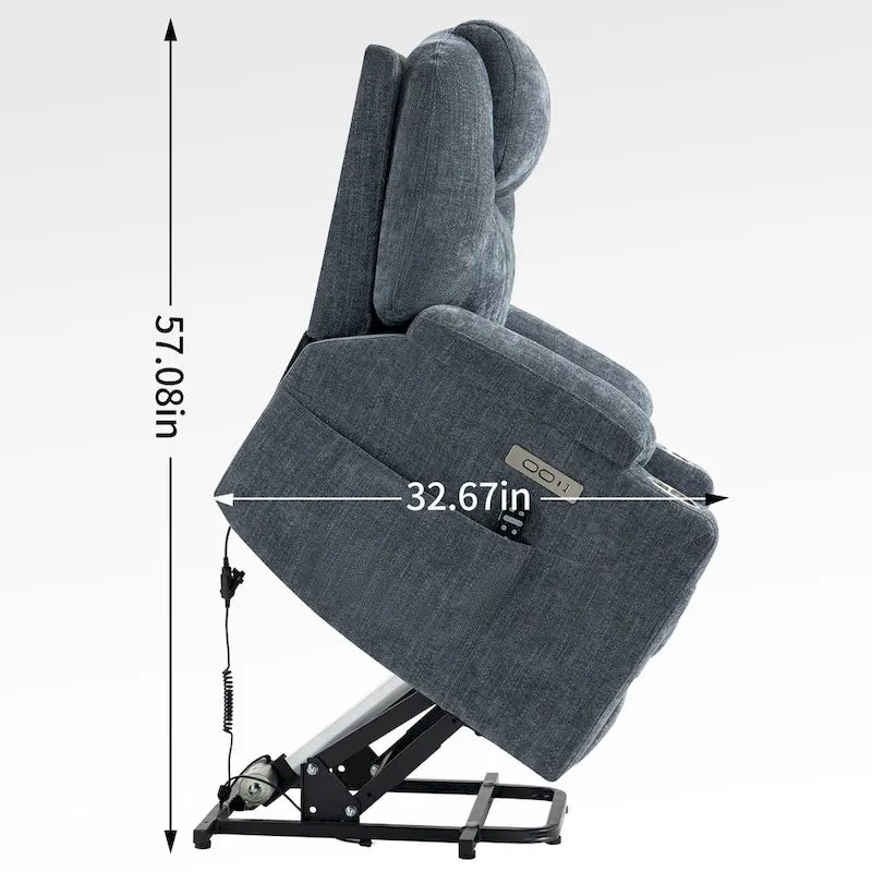 Okin motor Up to 350 LBS Chenille Power Lift Recliner Chair, Heavy Duty Motion Mechanism with 8-Point Vibration Massage and Lumb