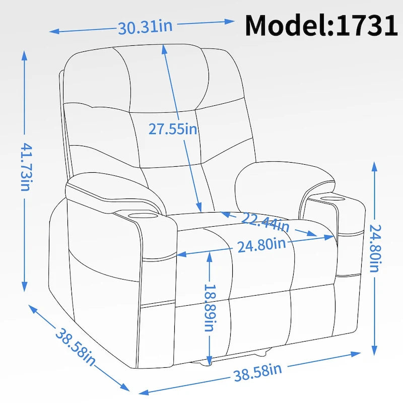 Okin motor Up to 350 LBS Chenille Power Lift Recliner Chair, Heavy Duty Motion Mechanism with 8-Point Vibration Massage and Lumb