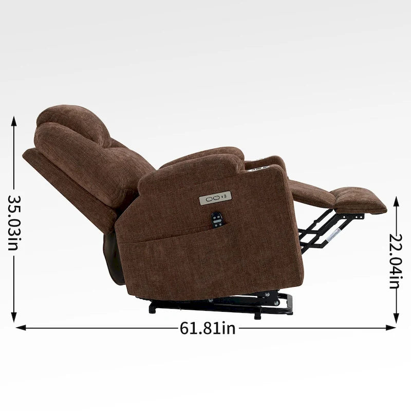 Okin motor Up to 350 LBS Chenille Power Lift Recliner Chair, Heavy Duty Motion Mechanism with 8-Point Vibration Massage and Lumb