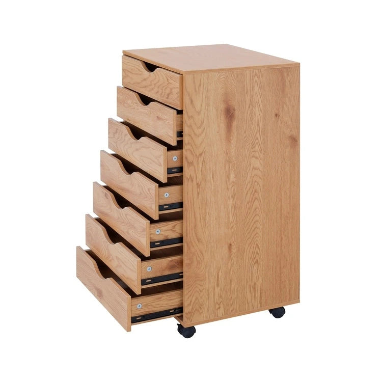 Meuble de rangement à 7 tiroirs en bois pour le bureau à domicile, classeur mobile, meuble de rangement mobile, tiroir de classement