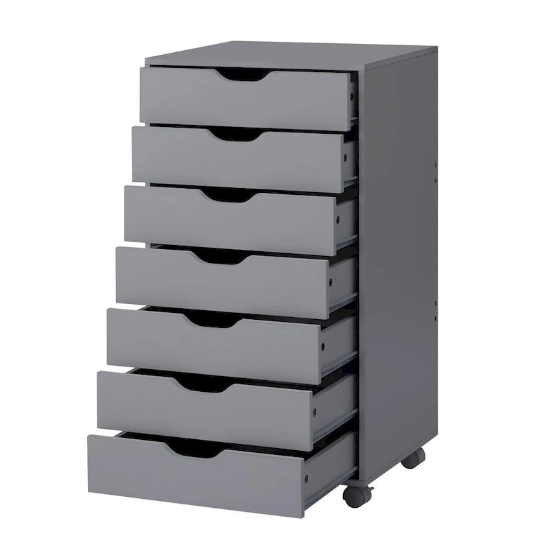 Meuble de rangement à 7 tiroirs en bois pour le bureau à domicile, classeur mobile, meuble de rangement mobile, tiroir de classement