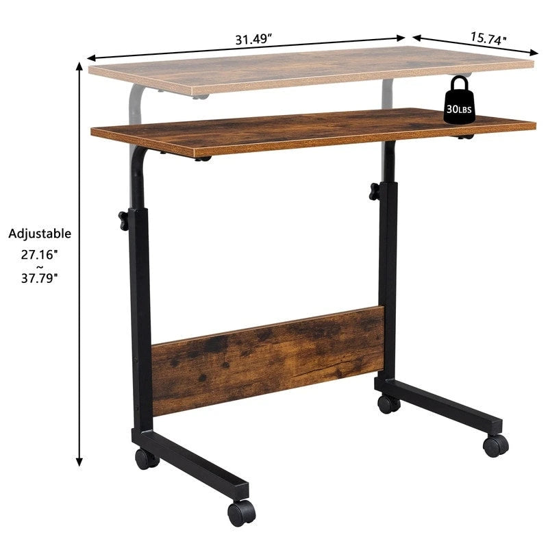 Height adjustable Chipboard & Steel Side Table with Baffle