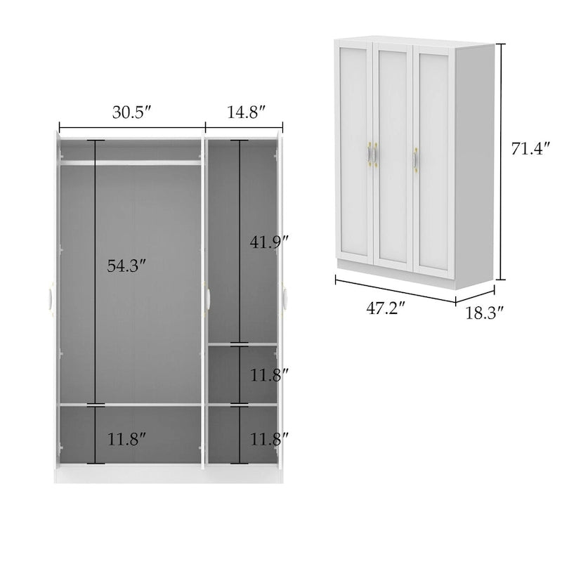 Kerrogee Grand Wardrobe/Armoire/Closet , 47.2 W x 70.9 H x 17.7 D