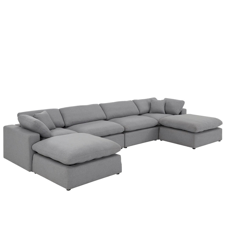 Anka Grey Linen Down Fill U-shaped Sectional Sofa by iNSPIRE Q Modern