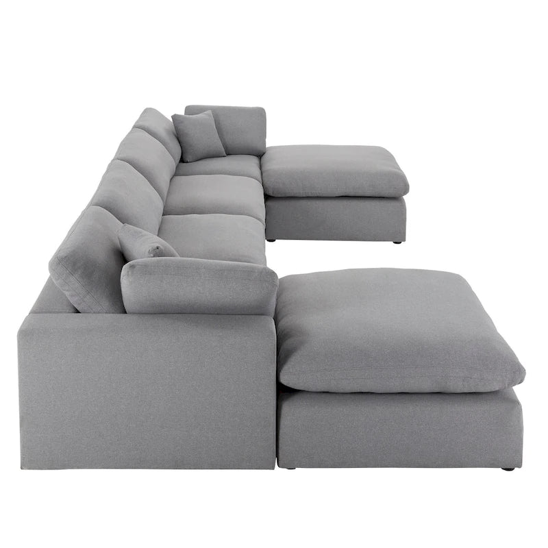 Anka Grey Linen Down Fill U-shaped Sectional Sofa by iNSPIRE Q Modern