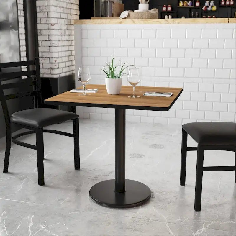 30 Square Laminate Table Top with 18 Round Table Height Base - 30W x 30D x 31.125H - 30W x 30D x 31.125H