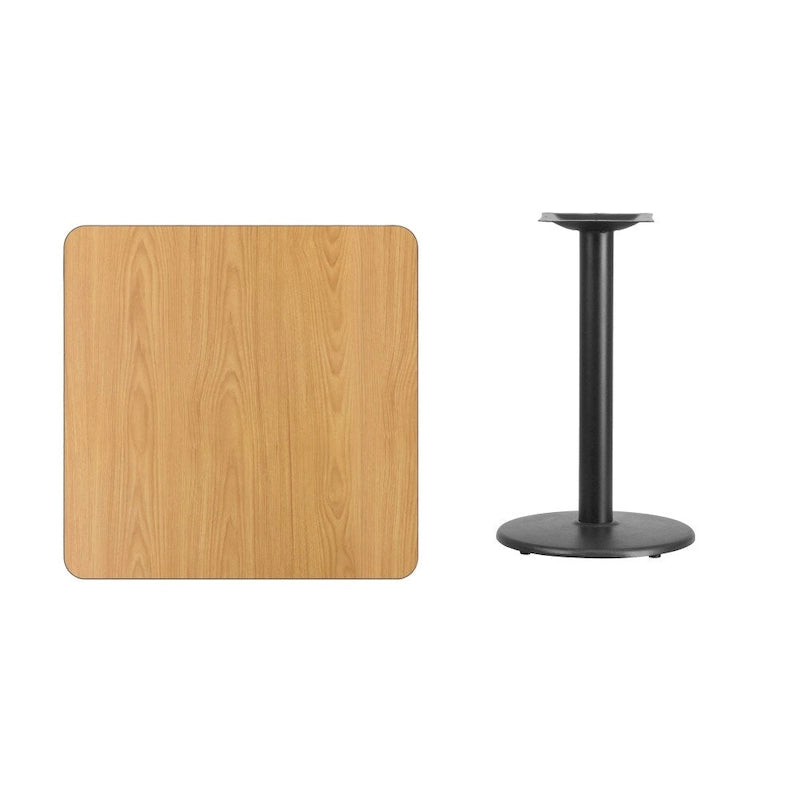 30 Square Laminate Table Top with 18 Round Table Height Base - 30W x 30D x 31.125H - 30W x 30D x 31.125H