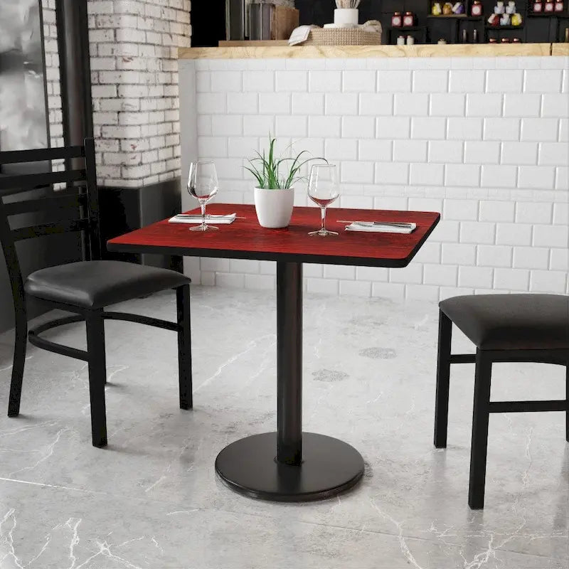 30 Square Laminate Table Top with 18 Round Table Height Base - 30W x 30D x 31.125H - 30W x 30D x 31.125H