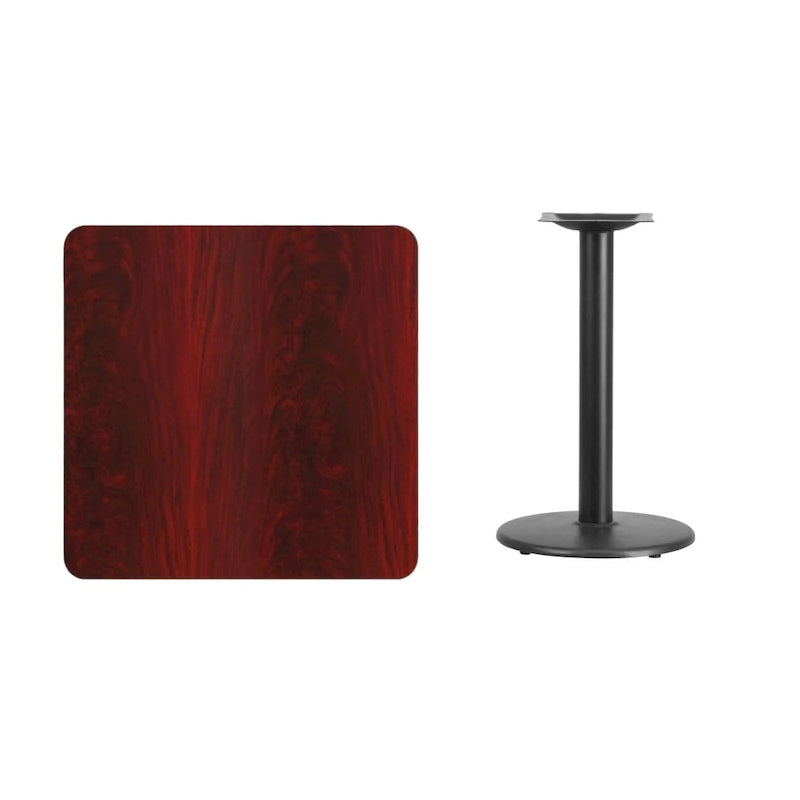 30 Square Laminate Table Top with 18 Round Table Height Base - 30W x 30D x 31.125H - 30W x 30D x 31.125H