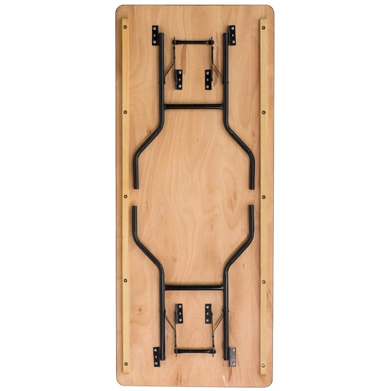 6-Foot Rectangular Wood Folding Banquet Table with Clear Coated Finished Top - 72D x 30W x 30.25H