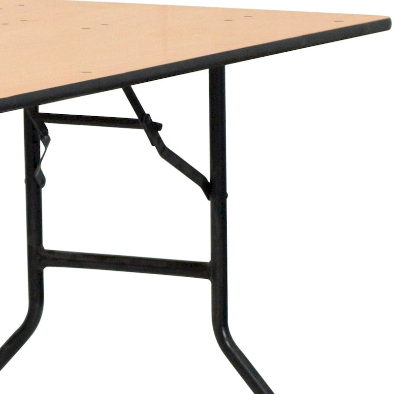 6-Foot Rectangular Wood Folding Banquet Table with Clear Coated Finished Top - 72D x 30W x 30.25H