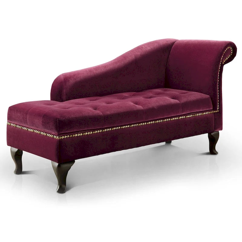 Riz Modern Solid Wood Button Tufted Storage Chaise by Furniture of America